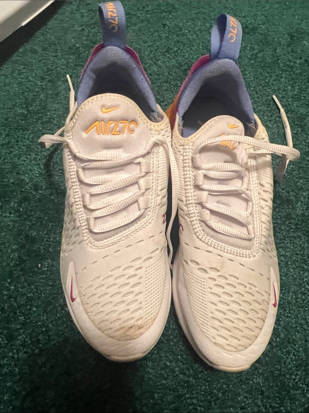 Nike White Athletic Sneakers with Purple and Pink Accents